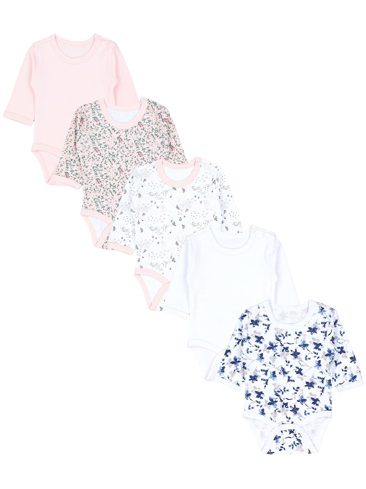 

TupTam Детские боди с длинными рукавами для девочек, однотонные, 5 штук, розово-белые