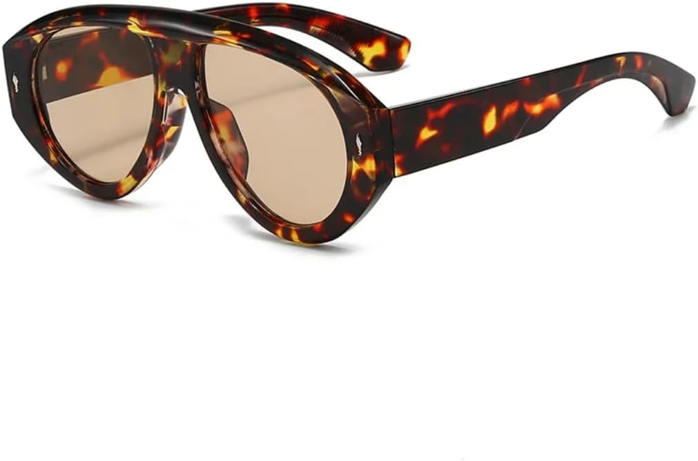 

Ретро большие женские солнцезащитные очки, модные леопардовые очки, очки для защиты от ультрафиолета UV400, мужские очки в стиле панк с заклепками для активного отдыха UUPTTPL, Leopard Tea