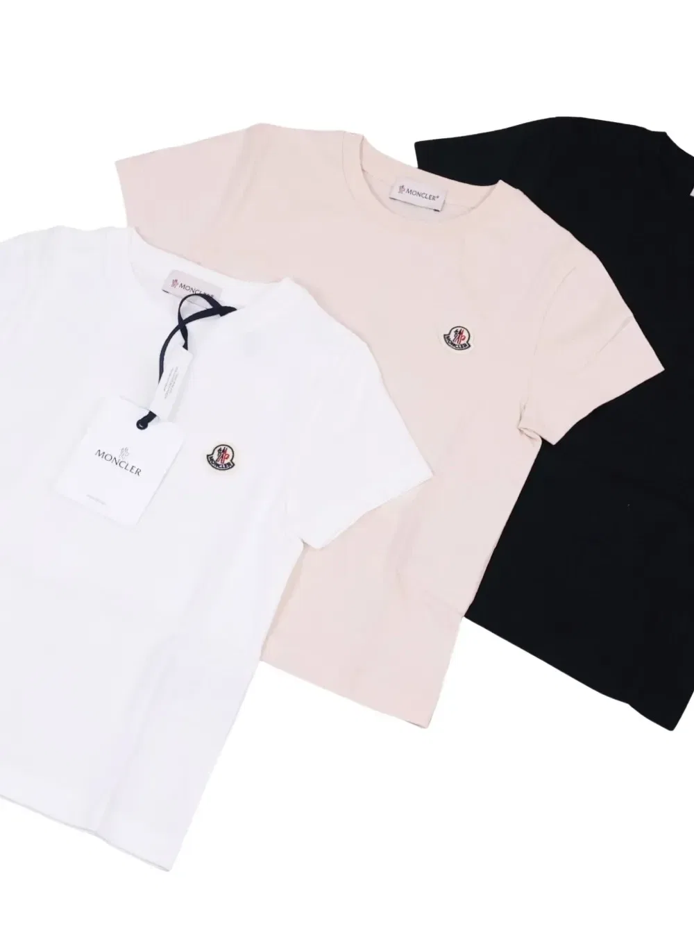 Комплект из трех футболок с логотипом Moncler Enfant, розовый — фото 2
