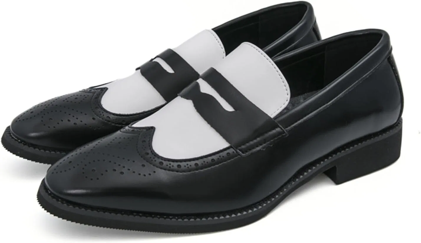 Полуботинки мужские повседневные Minishion Loafers, черно-белые — фото 2