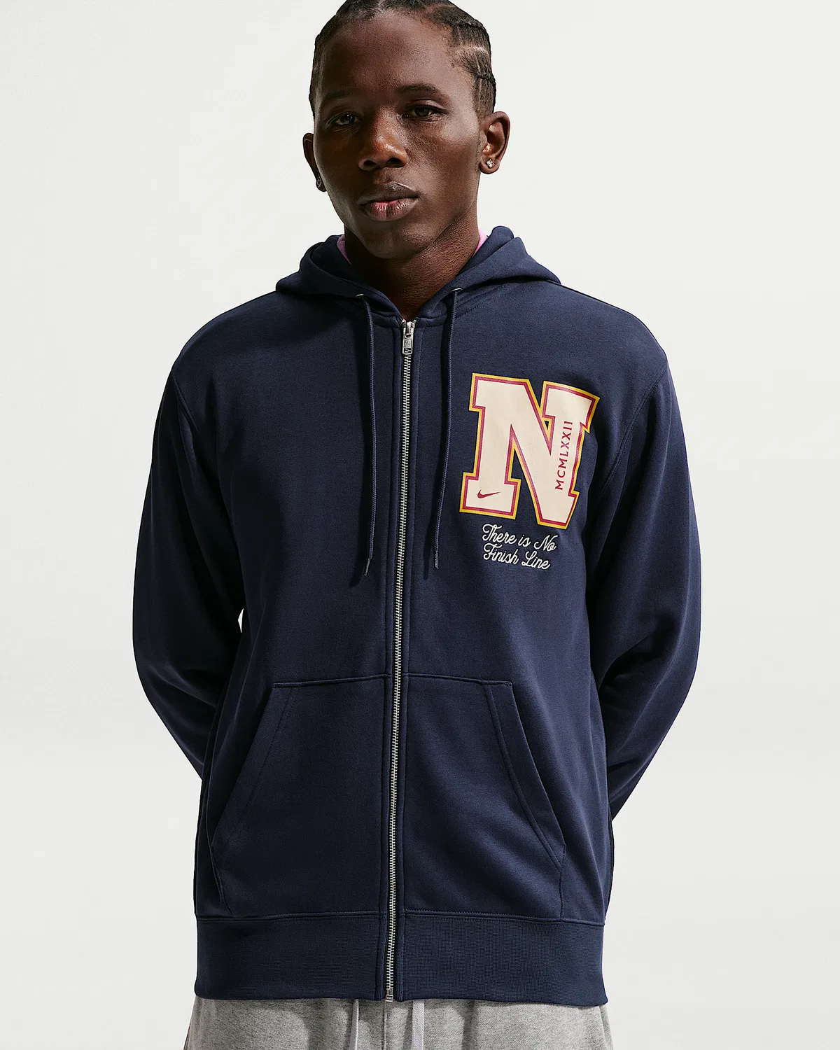 Мужская флисовая кофта на молнии Nike Sportswear Club, Obsidian/Light Khaki