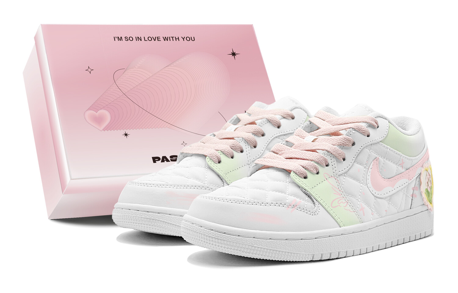 

Кроссовки Air Jordan 1 Vintage Basketball Shoes Women's Low-top Pink Green, цвет Pink Moon/Nori/Magnet