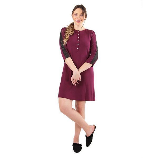 

Женская ночная рубашка с атласной отделкой и длинными рукавами три четверти Memoi