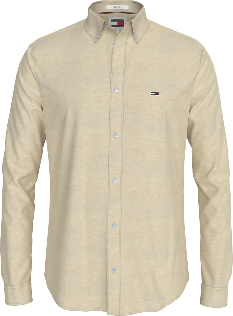 

Рубашка Tommy Jeans с длинными рукавами "TJM Slim Stretch Oxford Shirt", с этикеткой-флажком на груди, цвет Gentle Gold