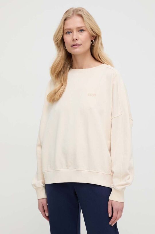 

Хлопковая толстовка Boss Orange, бежевый
