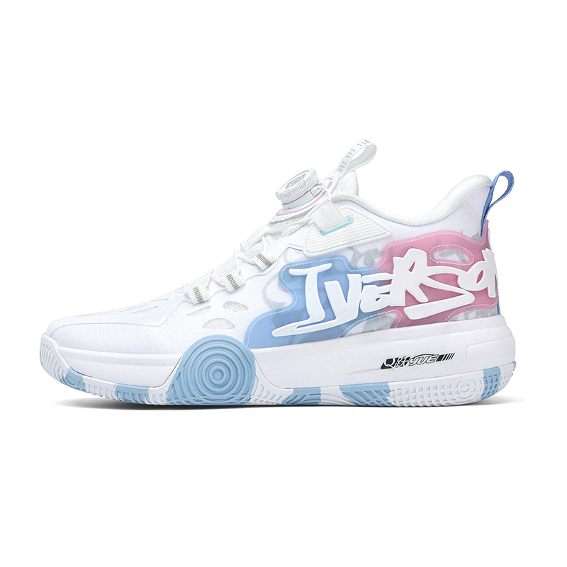 

IVERSON Унисекс баскетбольные кроссовки низкие бело-сине-розовые, цвет White Blue Pink