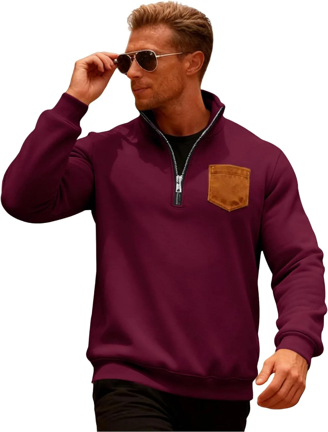 

Мужской свитер FQZWONG Slim Fit с молнией и воротником