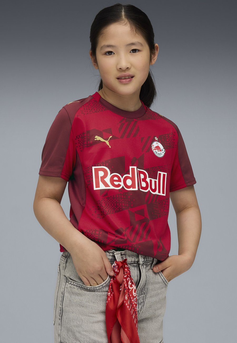 Футболка Puma Print T-shirt, Dark Cherry-Metallic Gold/Red — фото 2