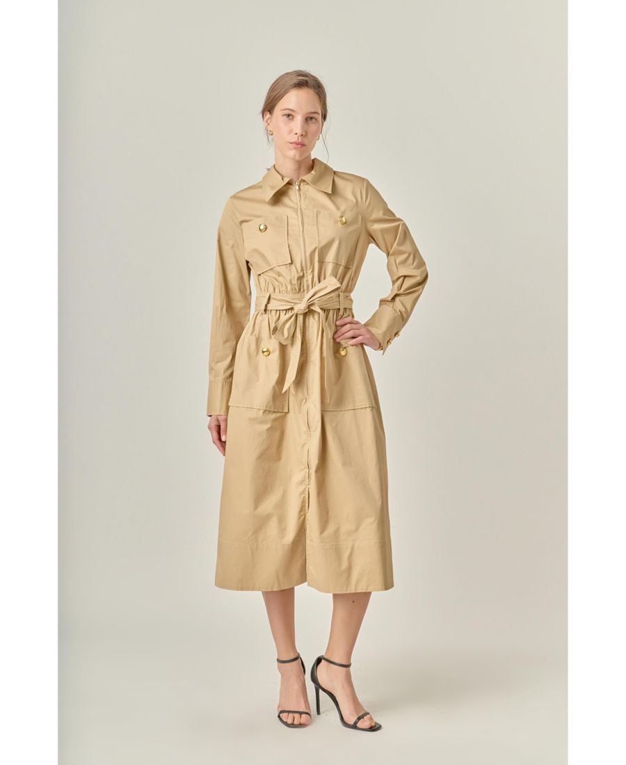 

Женское миди-платье с большими карманами English Factory, Beige