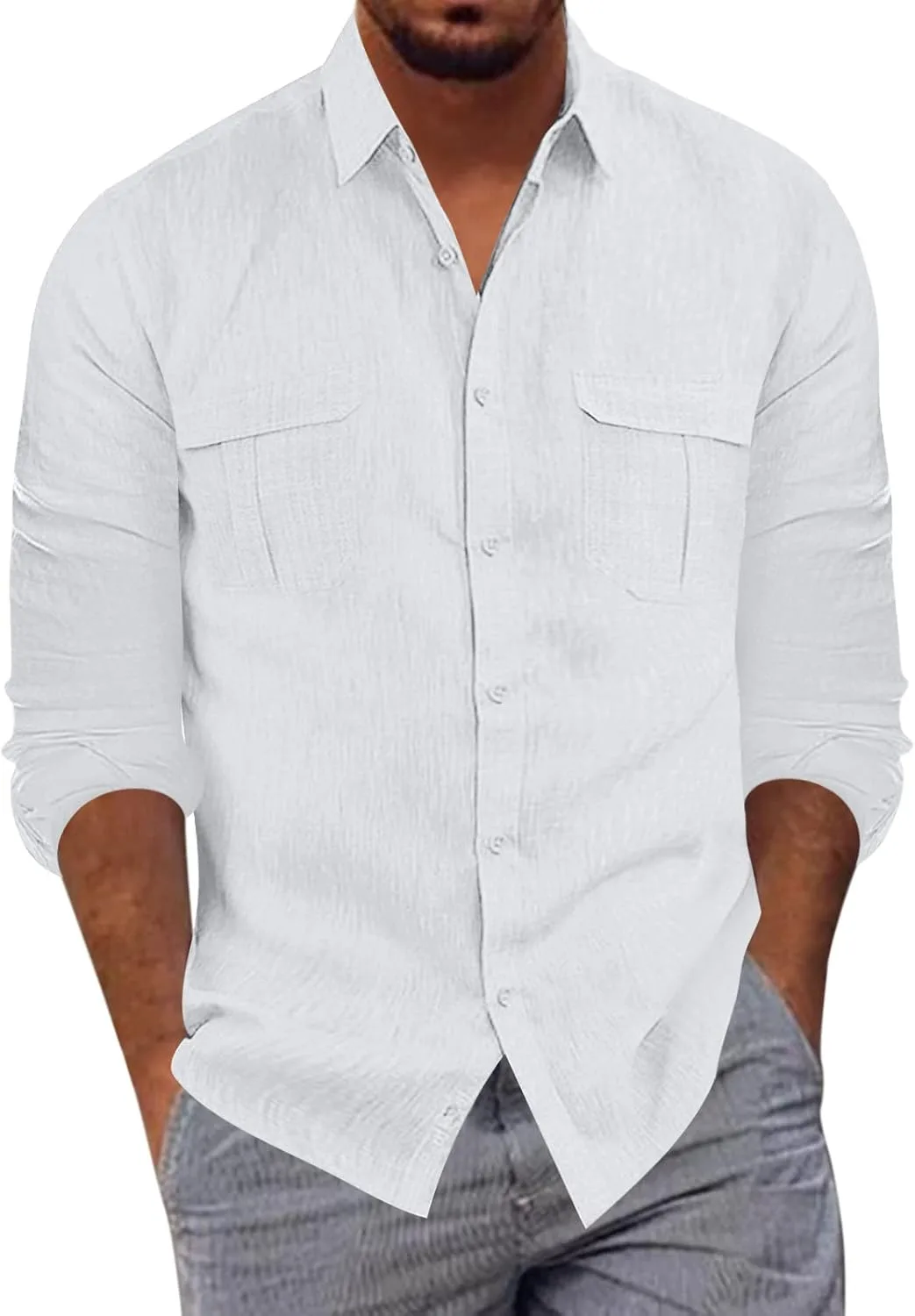 

Мужская рубашка на пуговицах, длинный рукав, карман Likthione