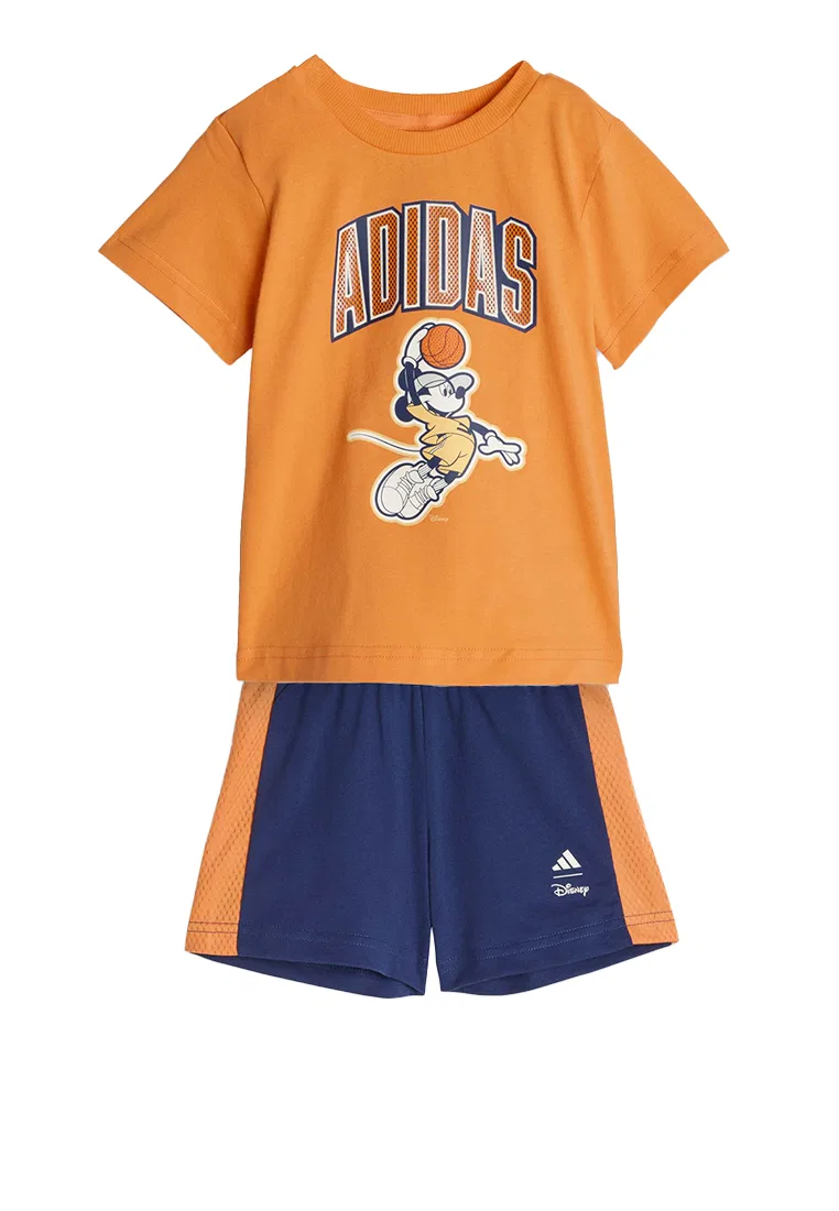 Детский комплект футболка и шорты, с Микки Маусом, Disney x ADIDAS, белый/оранжевый