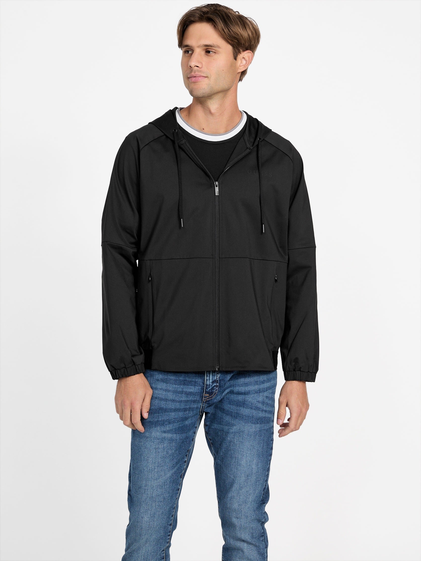 

Толстовка с капюшоном на молнии от Anthony Guess Factory, черный