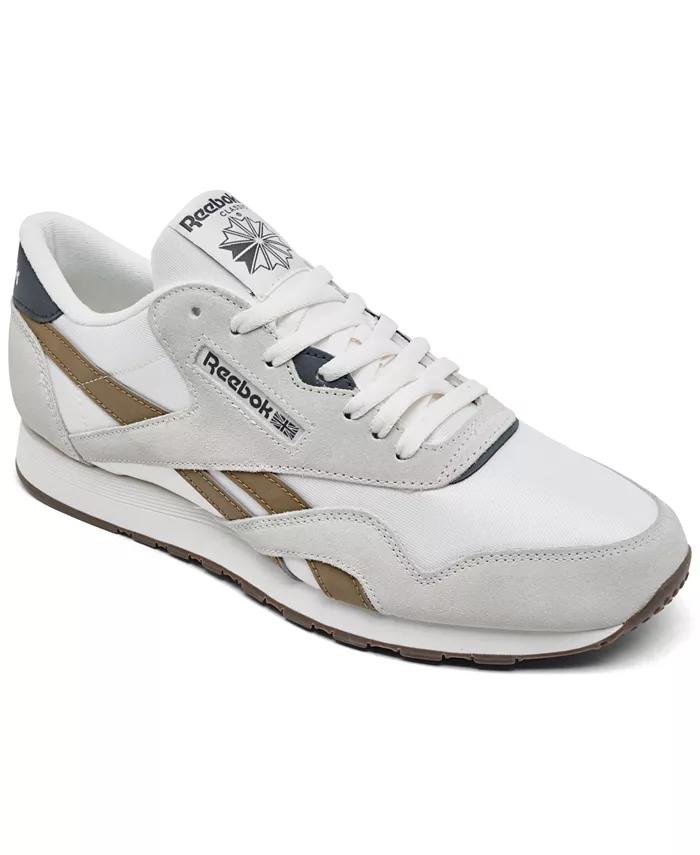 

Мужские классические нейлоновые повседневные кроссовки Finish Line Reebok, слоновая кость/кремовый