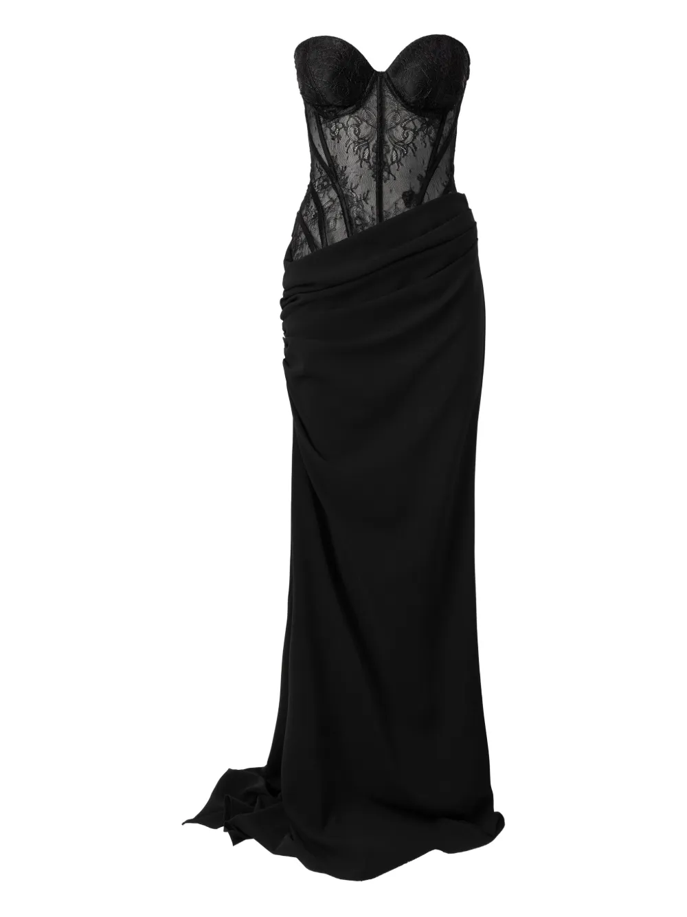 

Платье с драпировкой и панелями из лунного кружева MOOS STUDIO, черный