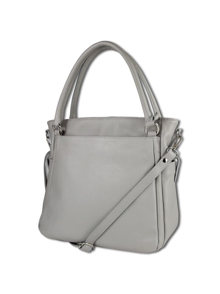 

Наплечная сумка Toscanto Handtasche, Umhängetasche Leder hellgrau ca. 38cm