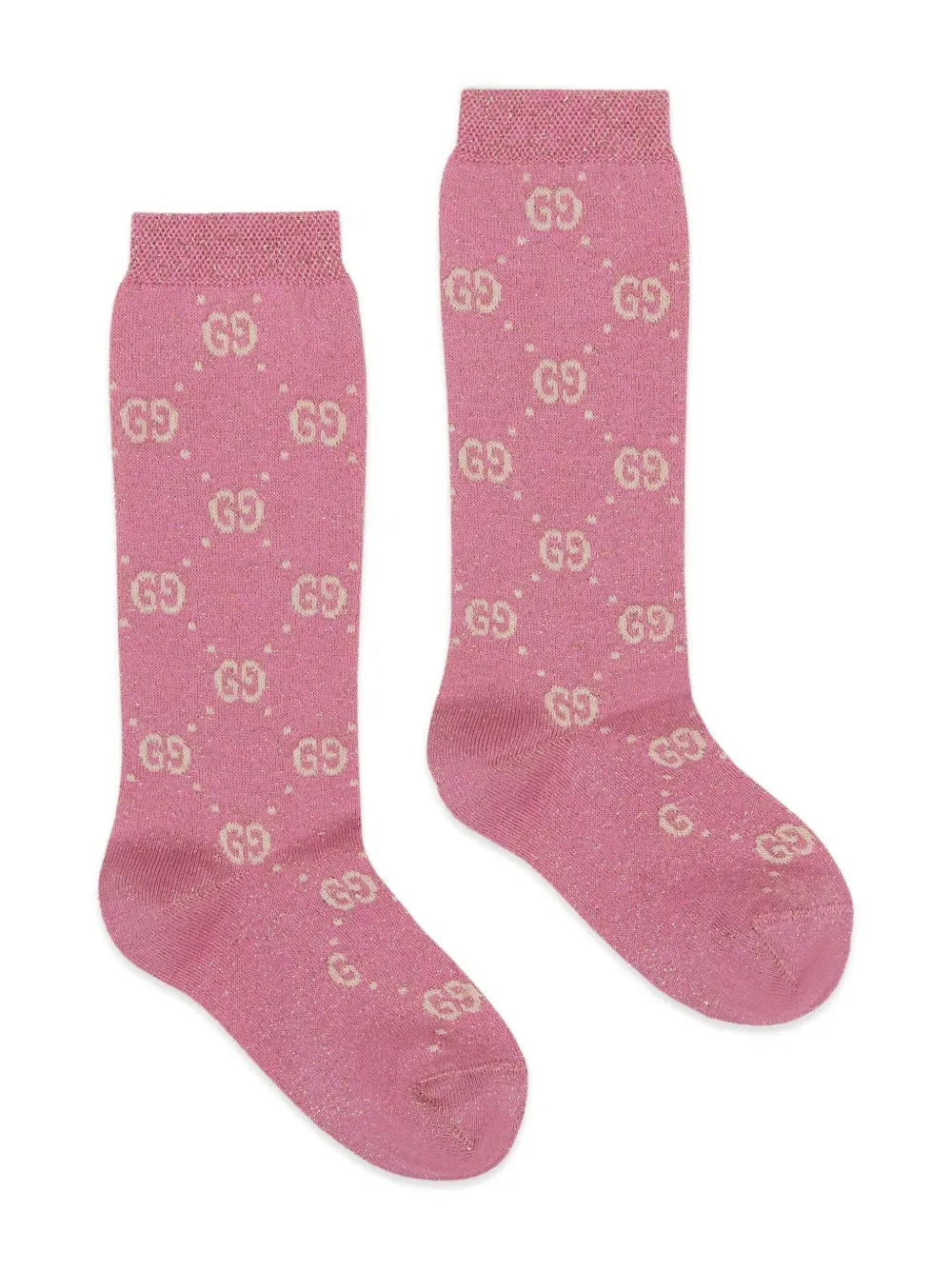 Детские хлопковые носки с люрексом GG Gucci Kids, розовый