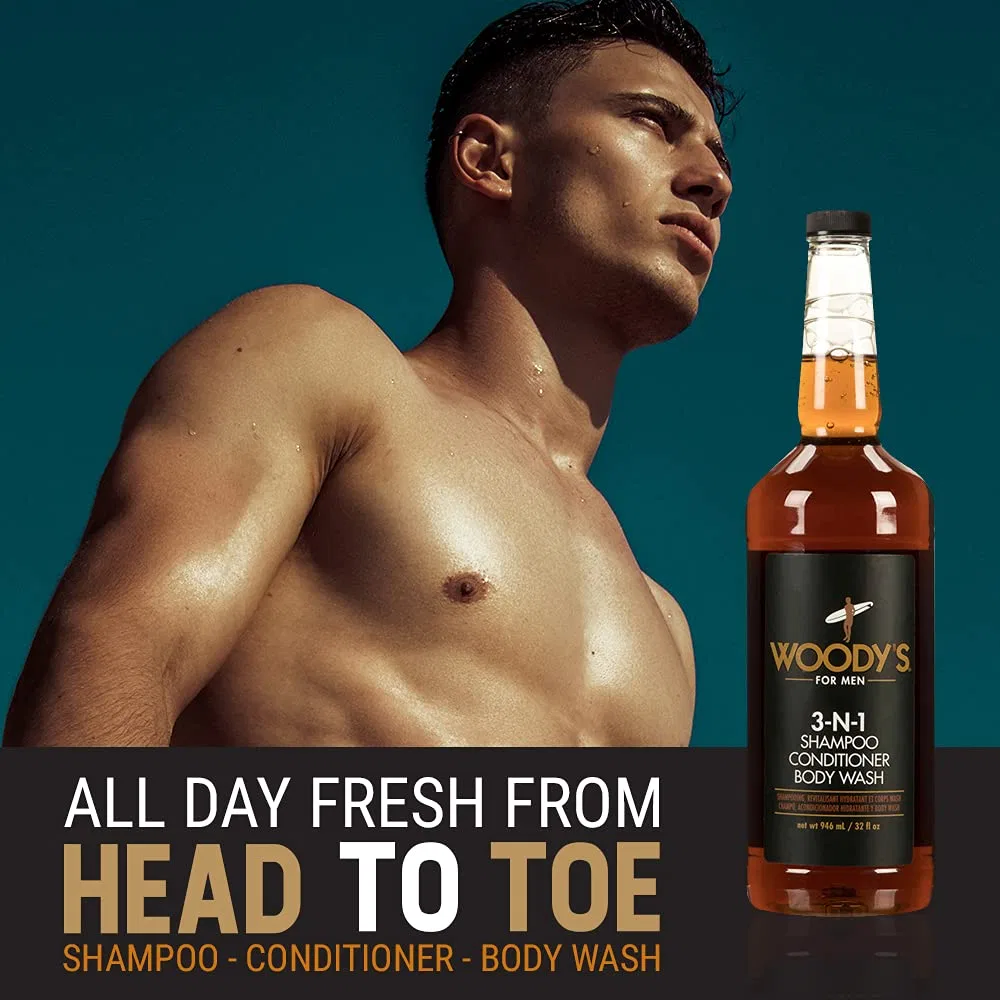 Шампунь-кондиционер-гель для душа 3 в 1 Woody's Special Edition Whiskey Bottle, 946 мл Woody'S — фото 3