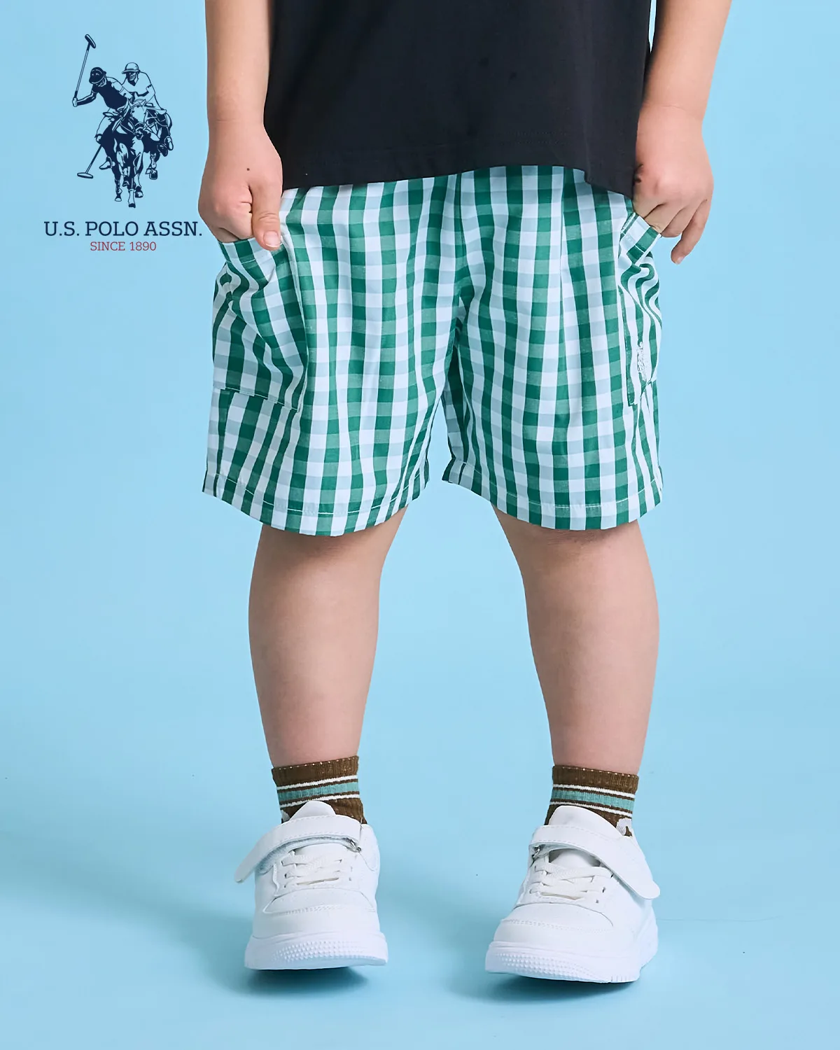 Детские шорты U.S. POLO ASSN. 4/4 с большими карманами b・ROOM зелёные