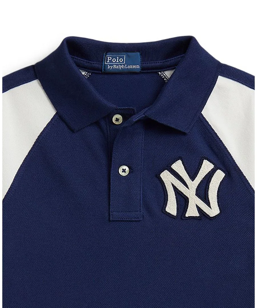 Платье-поло Yankees для девочек 2-6 лет Polo Ralph Lauren, темно-синий/белый — фото 3