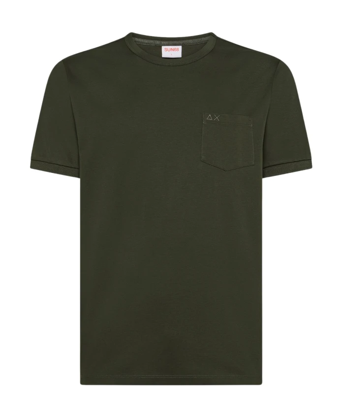 

Футболка однотонная, роскошная, с коротким рукавом. Sun68, зеленый