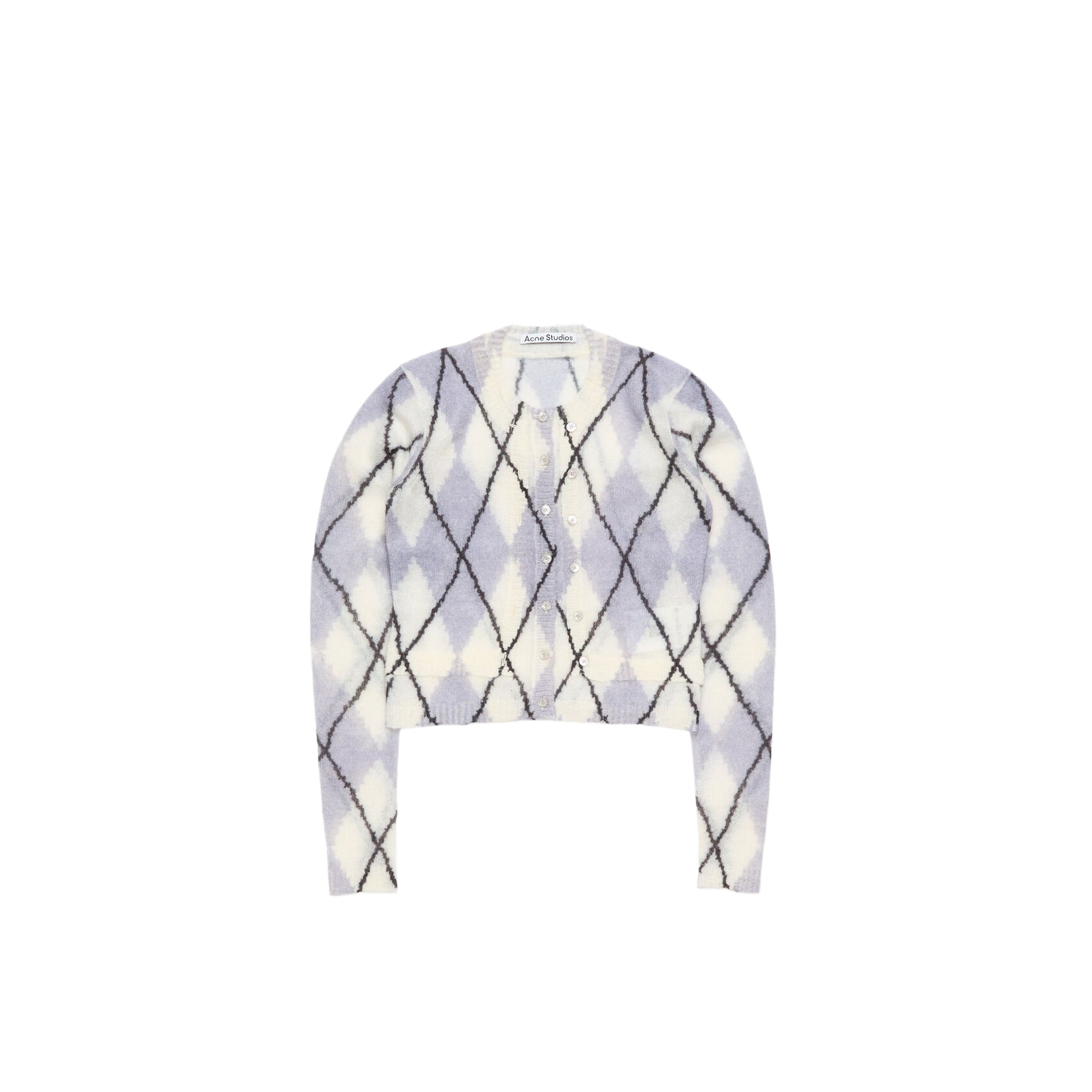 

Кардиган из мохера с узором "алмаз" Acne Studios, серый фиолетовый