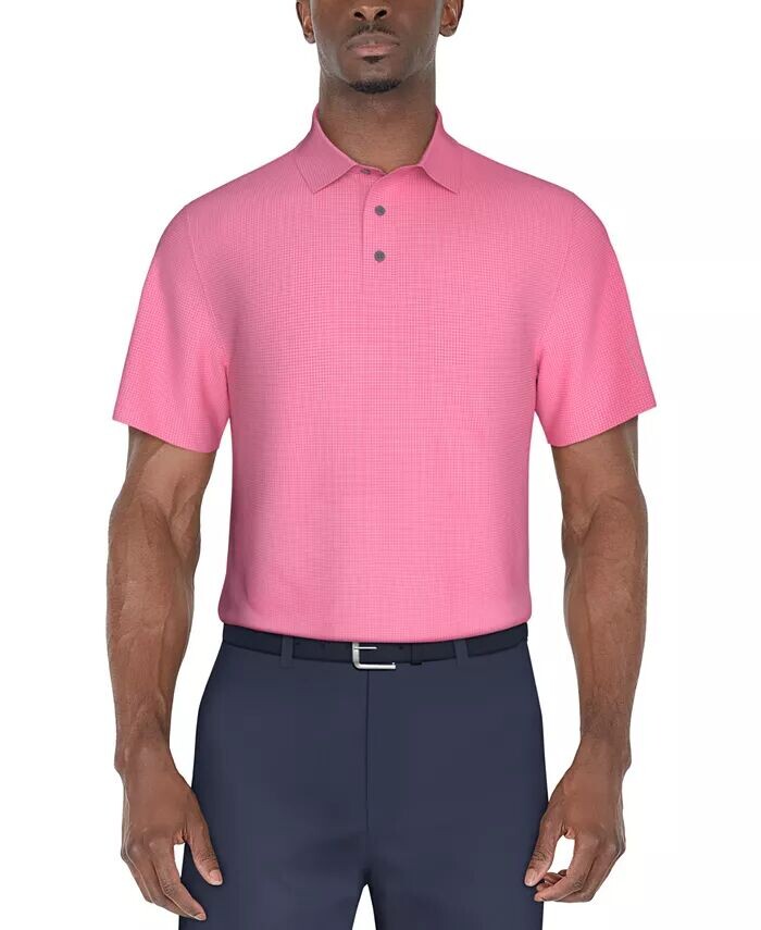 

Мужская рубашка-поло в мини-клетку с короткими рукавами PGA TOUR, розовый