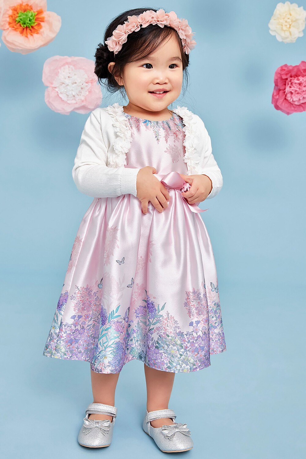 

Платье из атласного принта Baby Alium Monsoon, розовый
