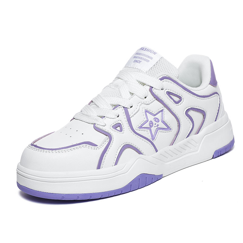 

JSWEI Износостойкие легкие низкие скейтерские кроссовки на платформе унисекс белый светло-фиолетовый, цвет White Light Purple