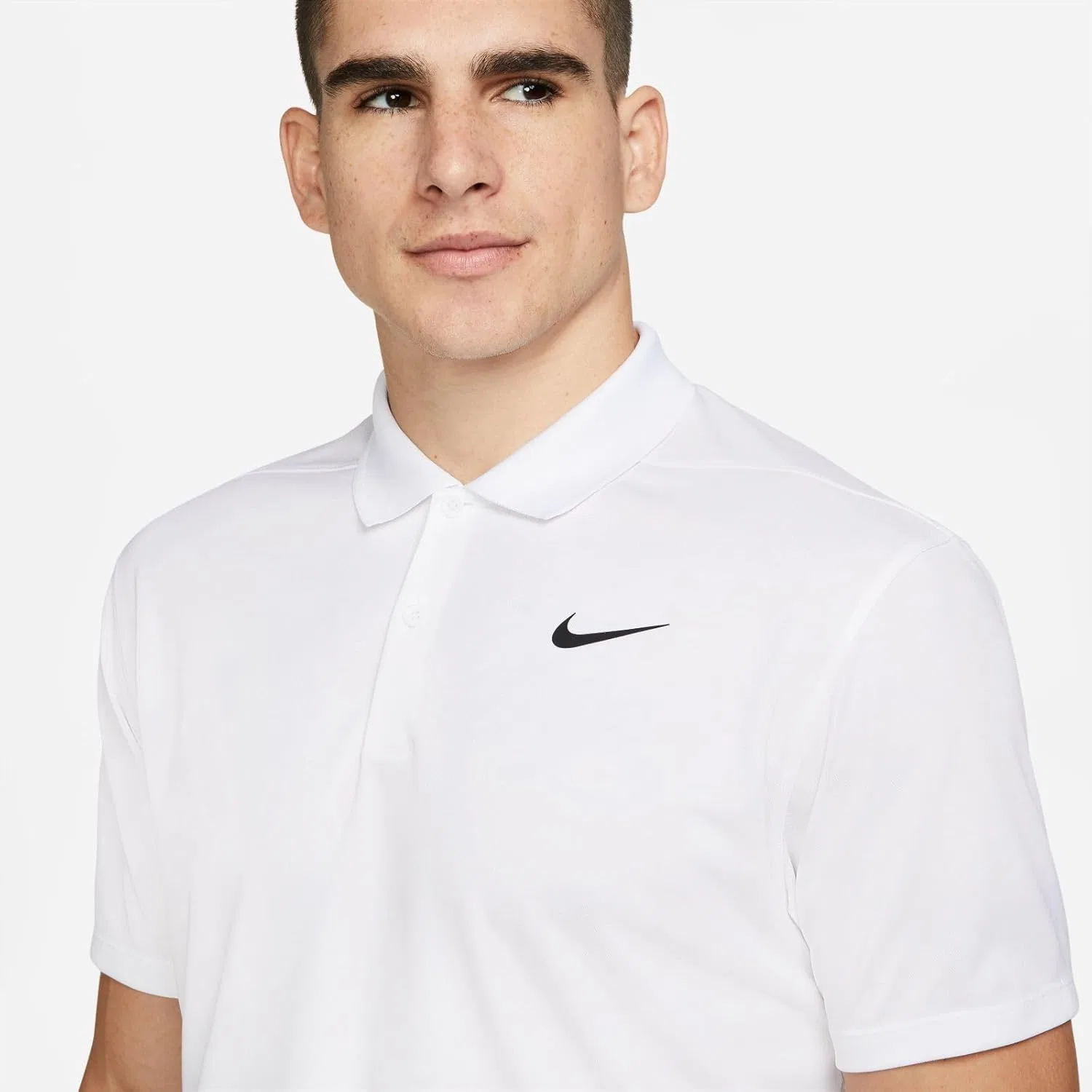Мужская теннисная рубашка-поло Nike Court Dri-fit, белый/черный — фото 4
