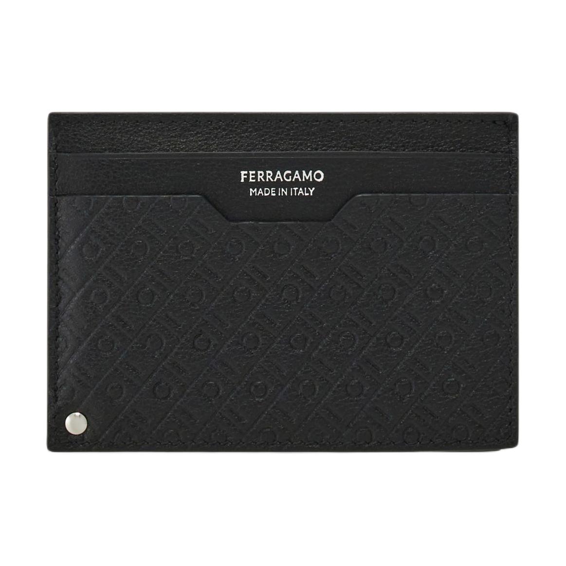 

Ferragamo Кожаный визитник мужской черный Cow Leather
