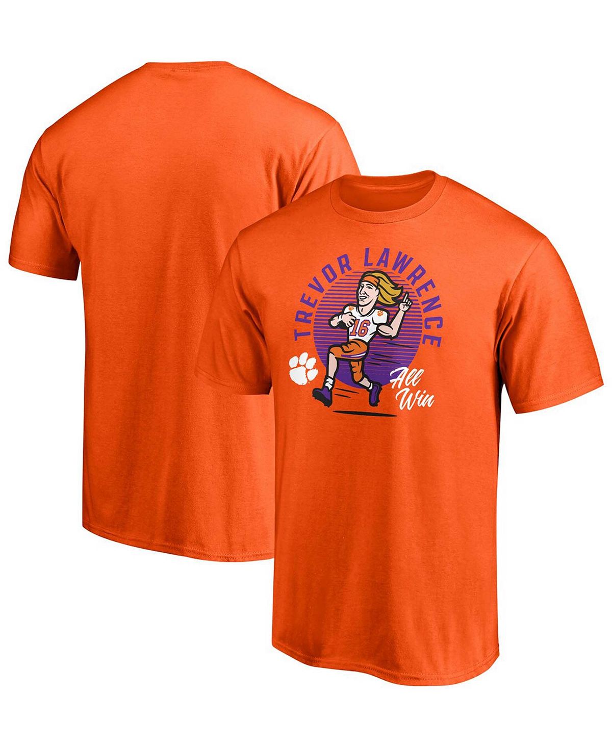 

Мужская футболка с карикатурой Trevor Lawrence Orange Clemson Tigers Fanatics