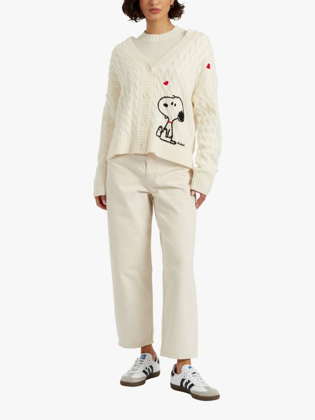 

Кардиган Snoopy Hearts из шерсти с рельефным узором Chinti & Parker, Cream