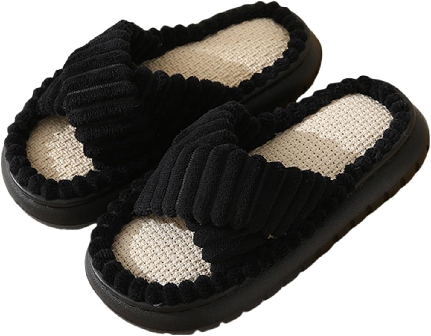 

Мягкие тапочки для женщин и мужчин с подошвой EVA, вельветовые тапочки с пенной стелькой, не скользящие тапочки для ухода за пациентами, удобные теплые домашние тапочки, с открытым носком, шлепанцы Generic, черный