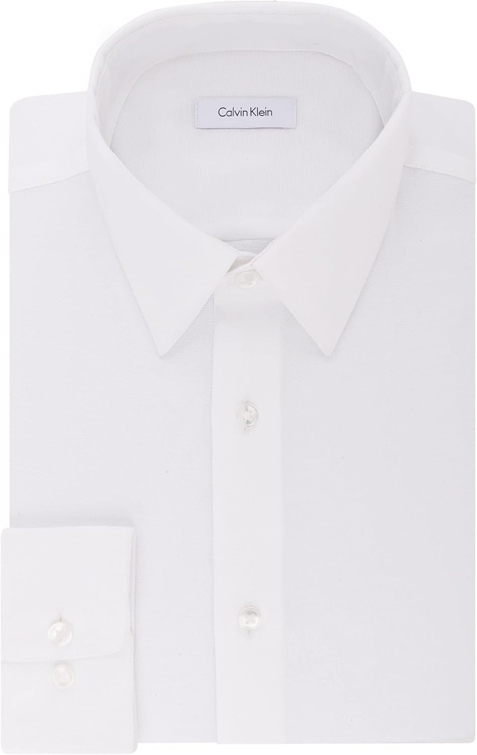 Мужская рубашка Calvin Klein, классического кроя, не глажущаяся, однотонная, White — фото 3