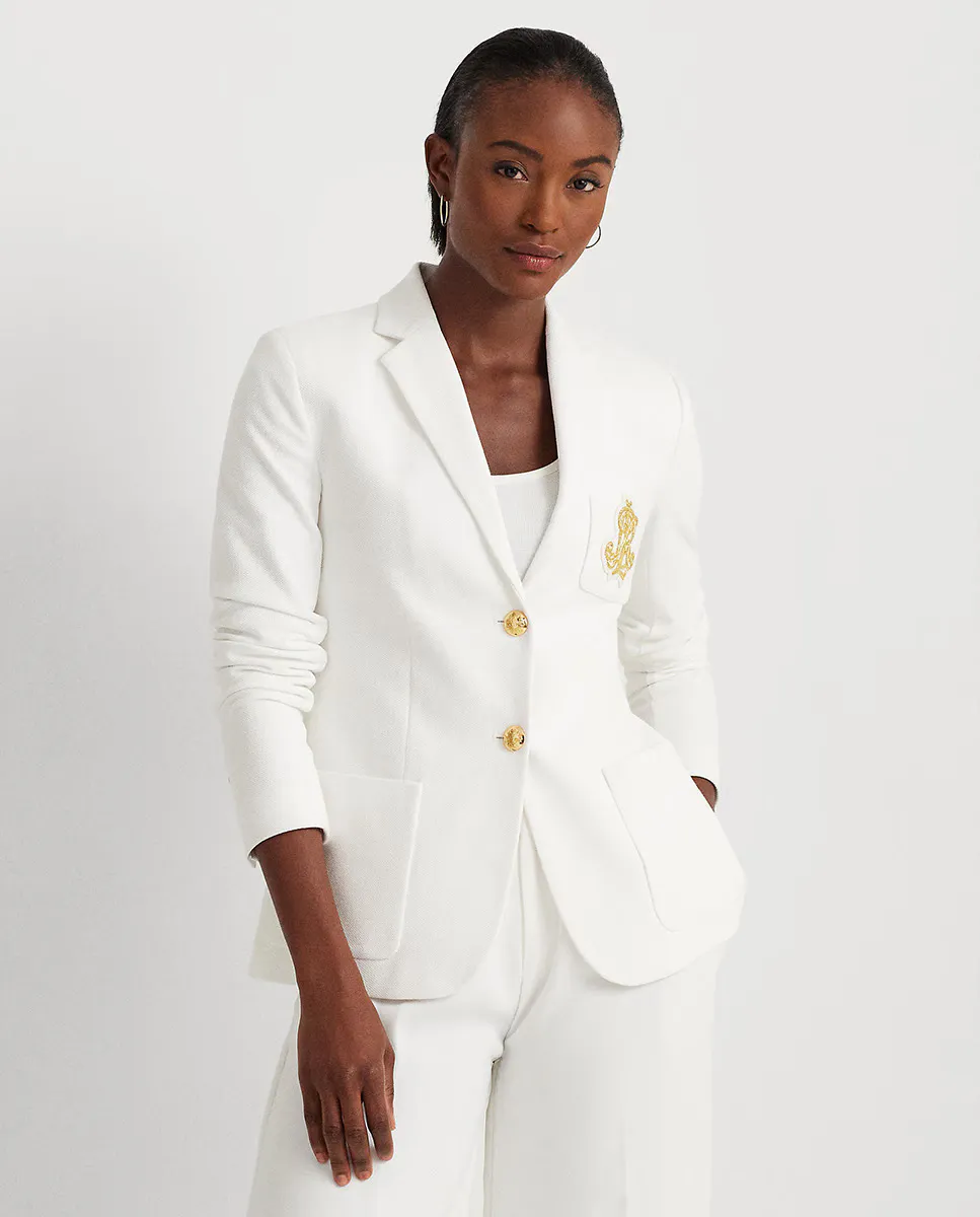 

Женский жаккардовый пиджак с нашивкой Lauren Ralph Lauren, белый