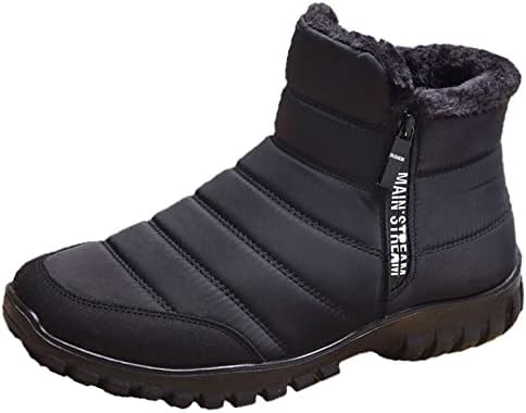 

Мужские зимние теплые кожаные снежные ботинки, противоскользящие, водонепроницаемые, с мягким плюшем, для походов, кемпинга, треккинга и путешествий с рюкзаком Purchawee, черный