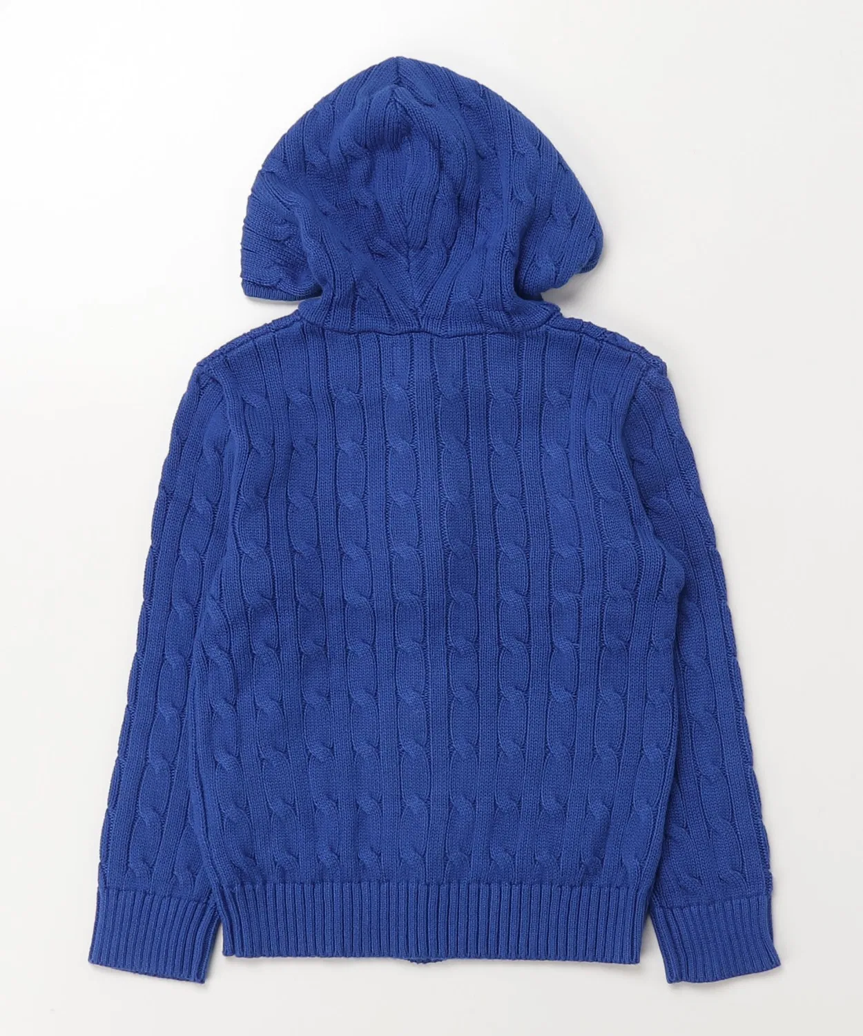Флисовая кофта с капюшоном и молнией из хлопка, бренд Ralph Lauren, синяя — фото 4