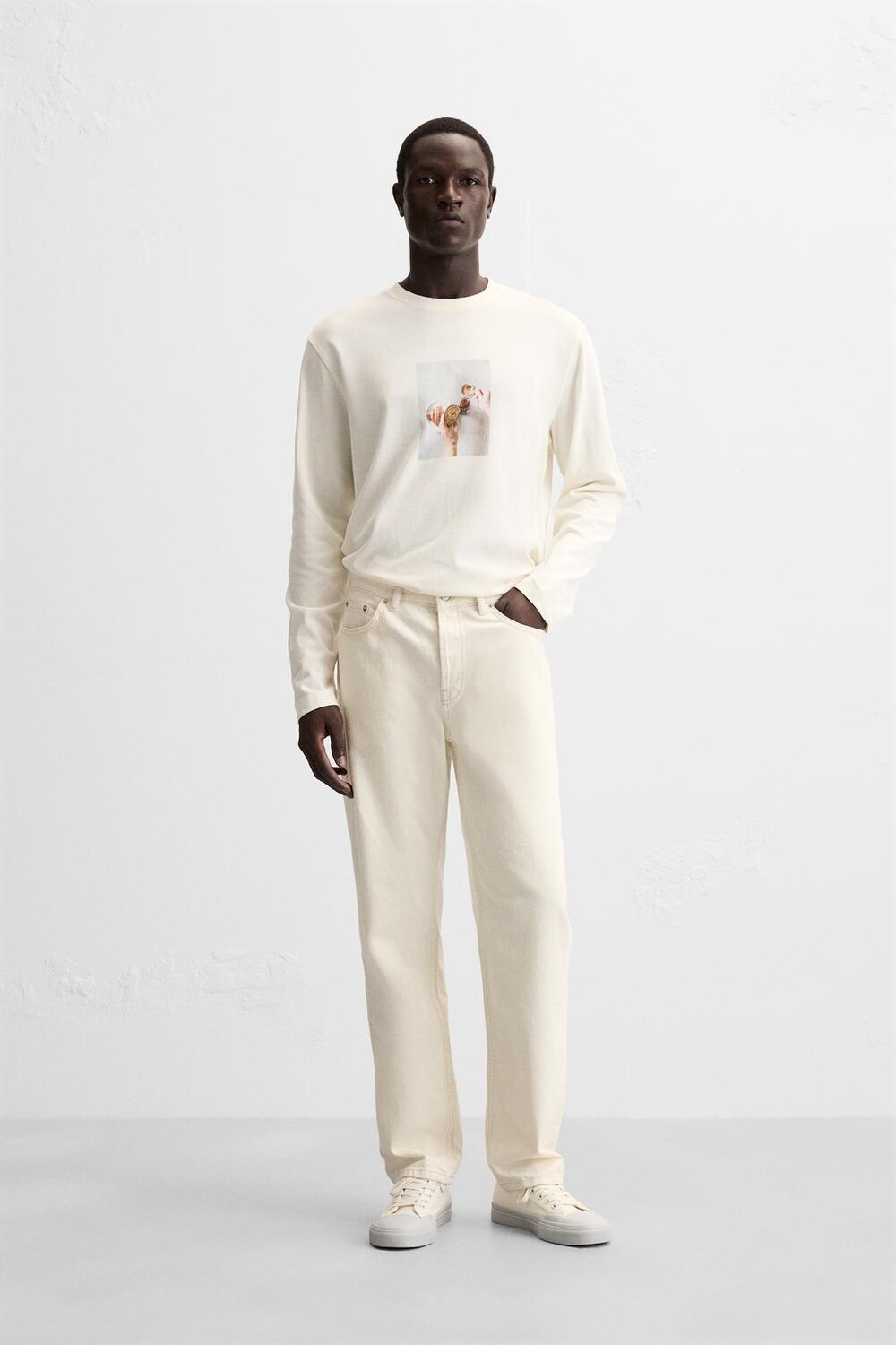 

Футболка с фотографическим принтом sqirl ZARA, белый