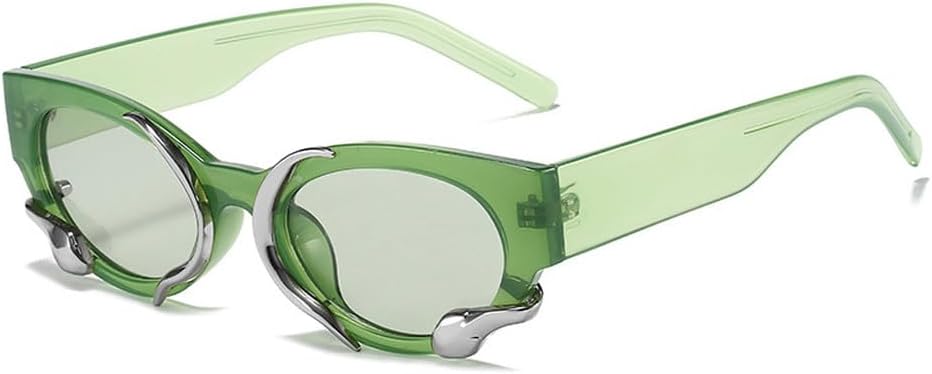 

Ретро уникальные солнцезащитные очки «кошачий глаз» для женщин, роскошные модные очки, цветные очки для мужчин в стиле панк, солнцезащитные очки с защитой от УФ-излучения UV400 TKKTLLT, Green Green
