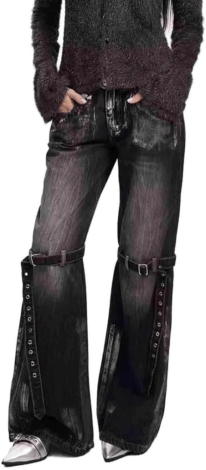 

Женские джинсы High Street Spicy Girl со шлейками Y2K, стройнящие, прямые, удлиненные BXCNCKD