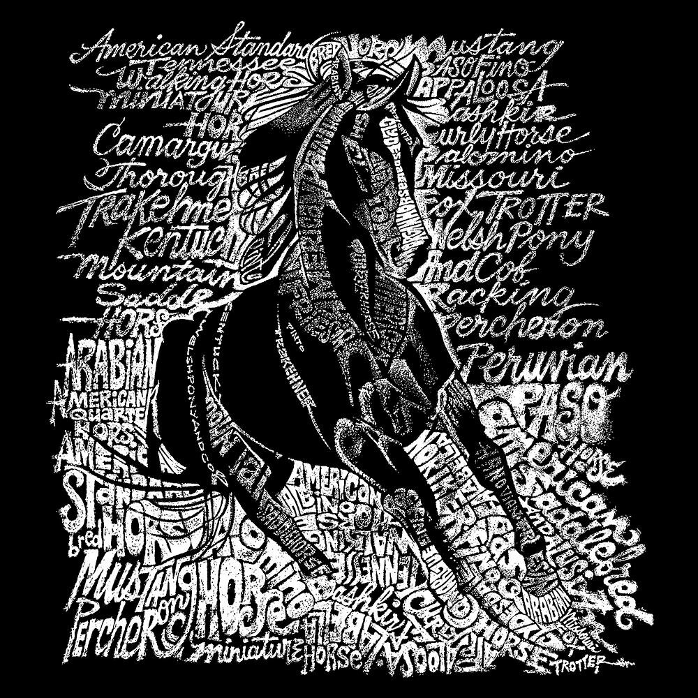 

Популярные породы лошадей — женская футболка премиум-класса Word Art LA Pop Art, черный