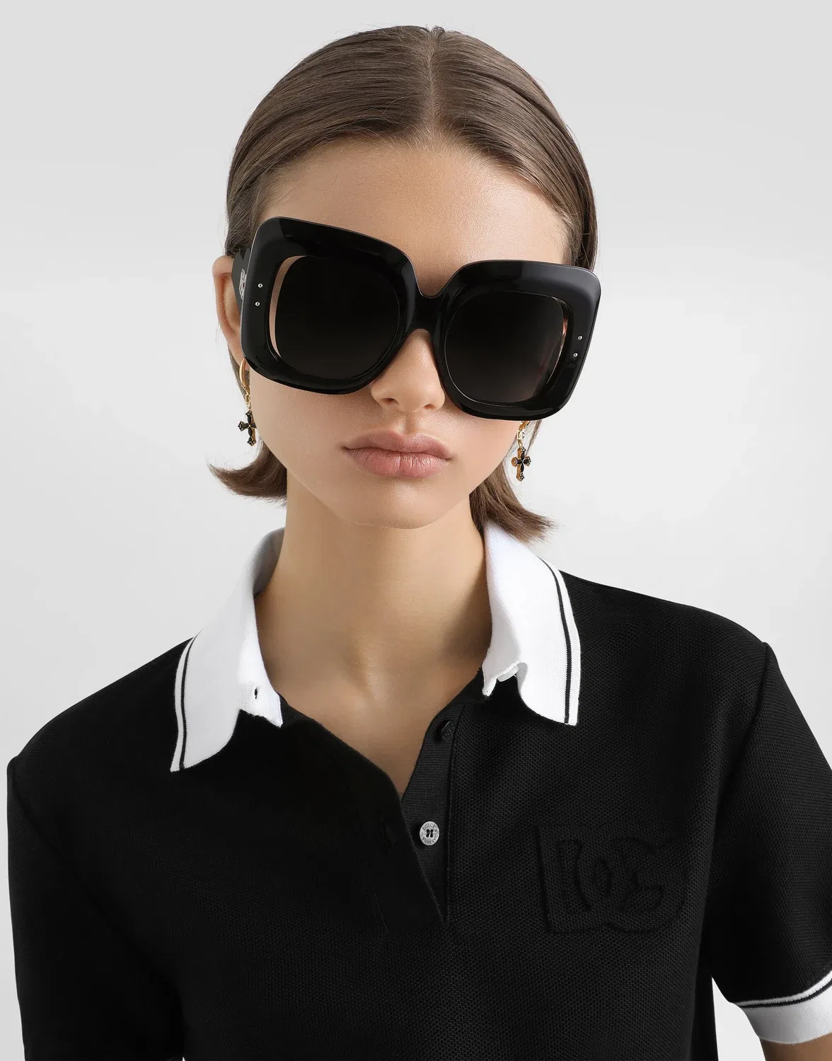 Рубашка-поло пике с вышивкой DOLCE & GABBANA, черный — фото 4