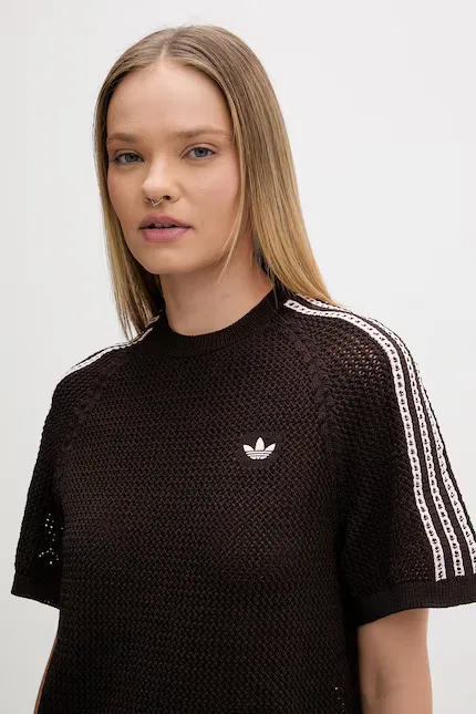 Платье мини из трикотажа Adidas Originals, коричневый — фото 4