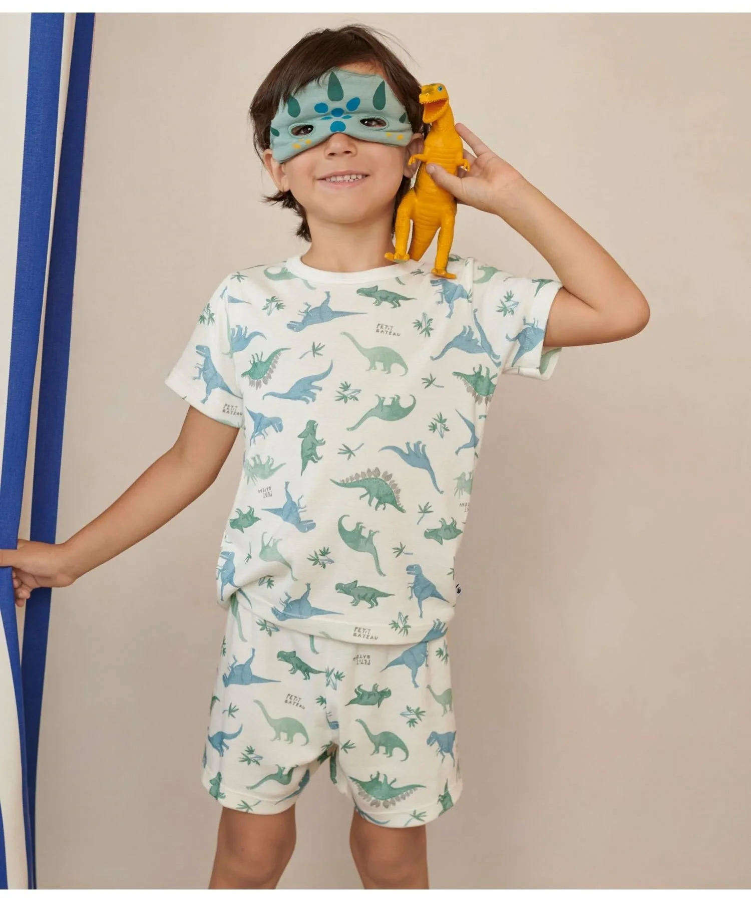 Пижама с короткими рукавами (с маской) PETIT BATEAU, Off-white/multicolor