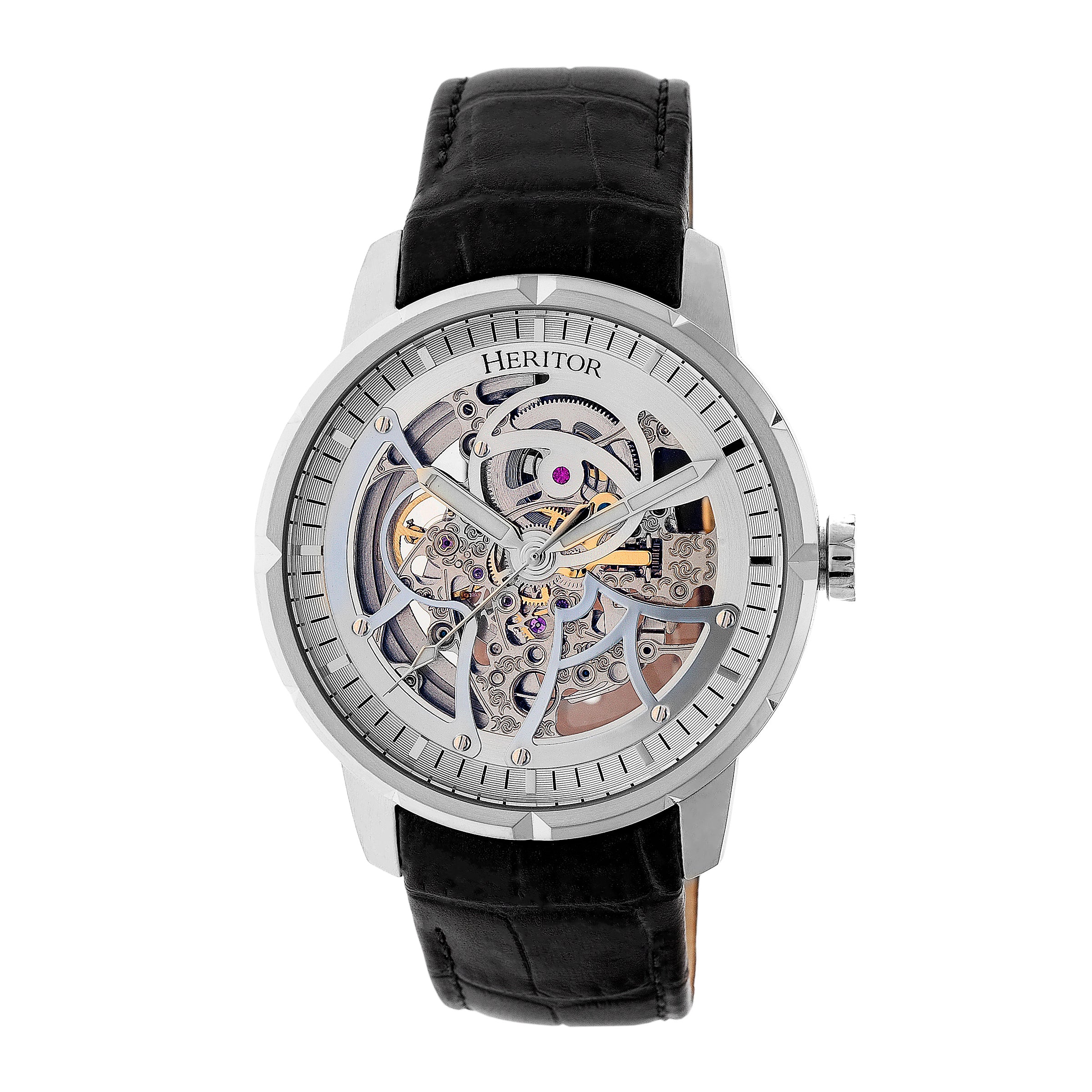 

Часы Ryder Skeleton с кожаным ремешком Heritor Automatic, белый