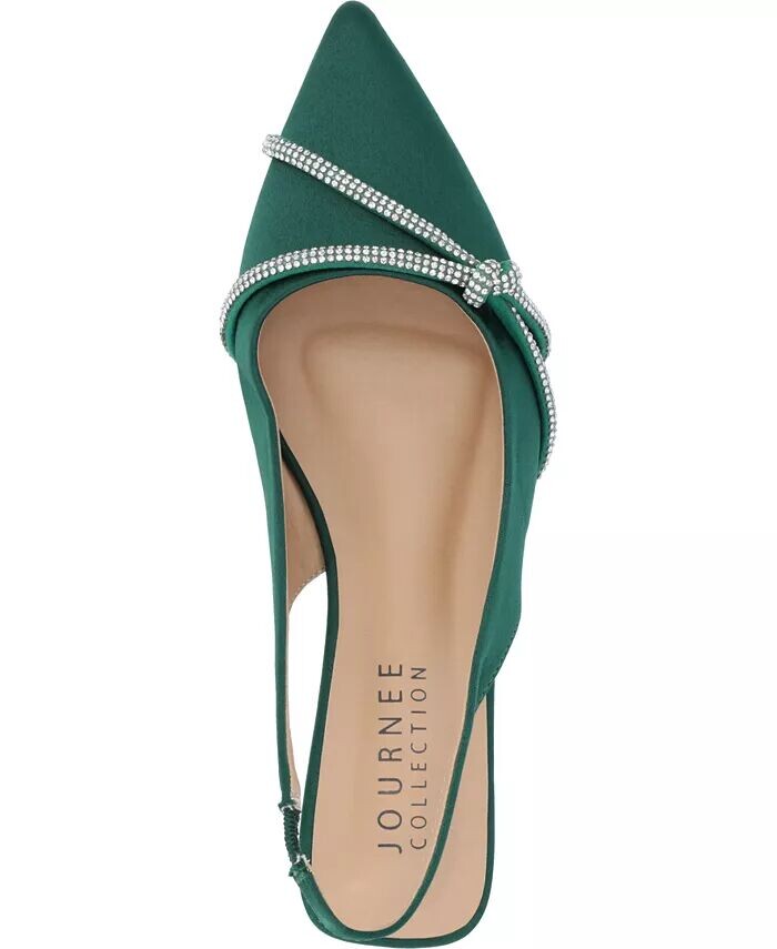 Женские туфли Rebbel Rhinestone Knot Slingback Flats Journee Collection, зеленый — фото 4