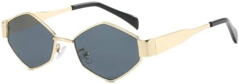 

Солнцезащитные очки в узкой оправе с многоугольными линзами для женщин, солнцезащитные очки в стиле металл-панк для мужчин, винтажные солнцезащитные очки в форме ромба MTZJH, C3goldgray