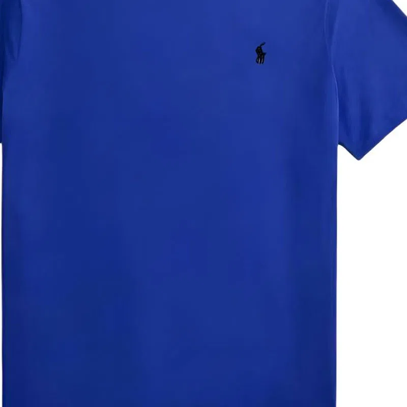 Футболка хлопковая с круглым вырезом Polo Ralph Lauren синяя — фото 4