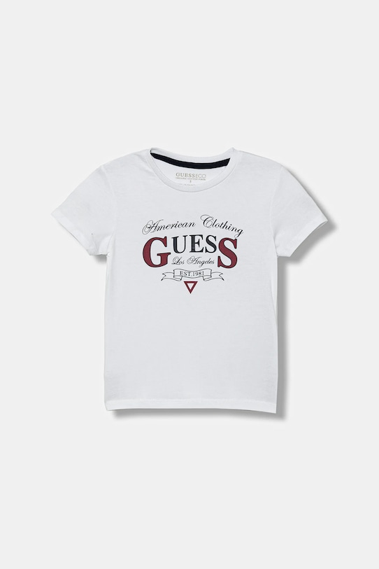 

Детская хлопковая футболка Guess, белый