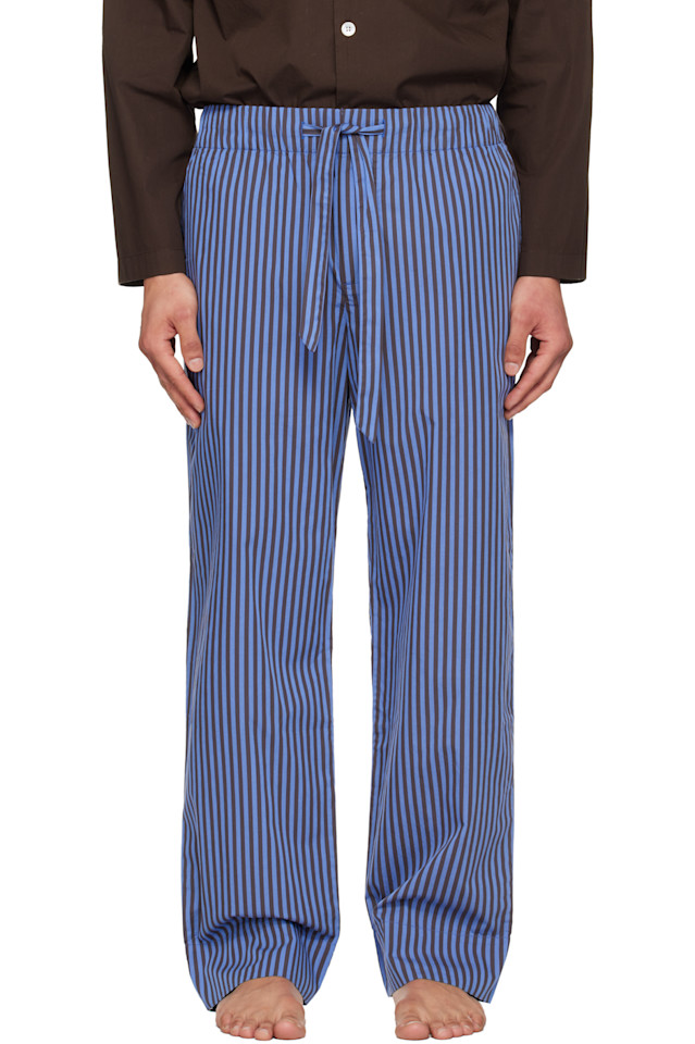 

Tekla Пижамные штаны из поплина коричневого и синего цвета